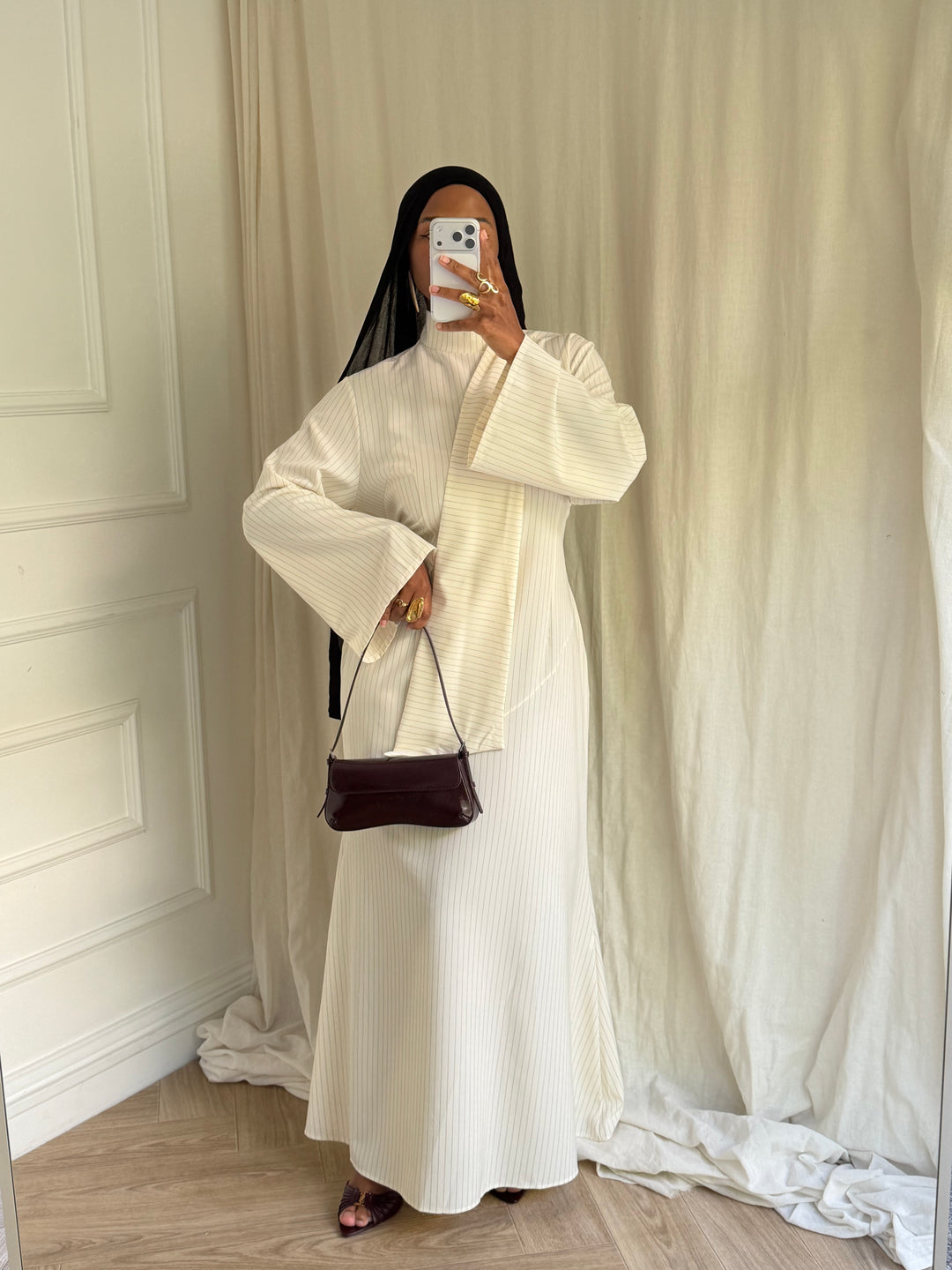 ROBE RAYURES SOHANE BLANCHE
