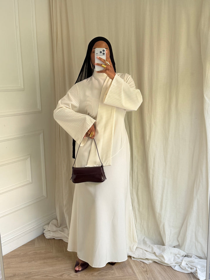 ROBE RAYURES SOHANE BLANCHE