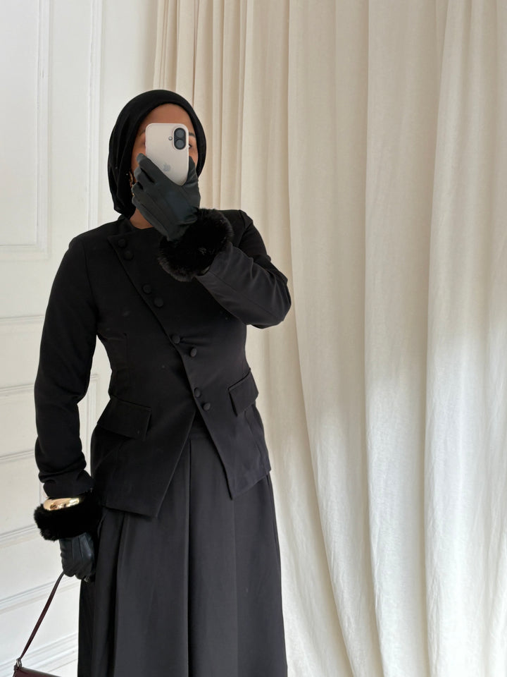 GILET COURT TAILLEUR NOIR