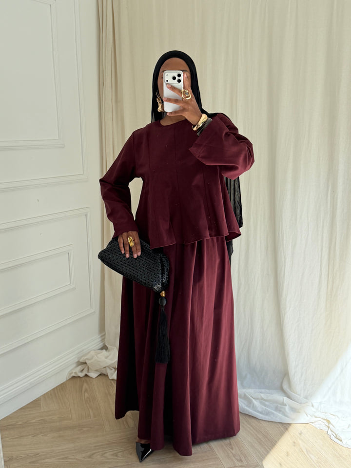ENSEMBLE JUPE COTON BORDEAUX