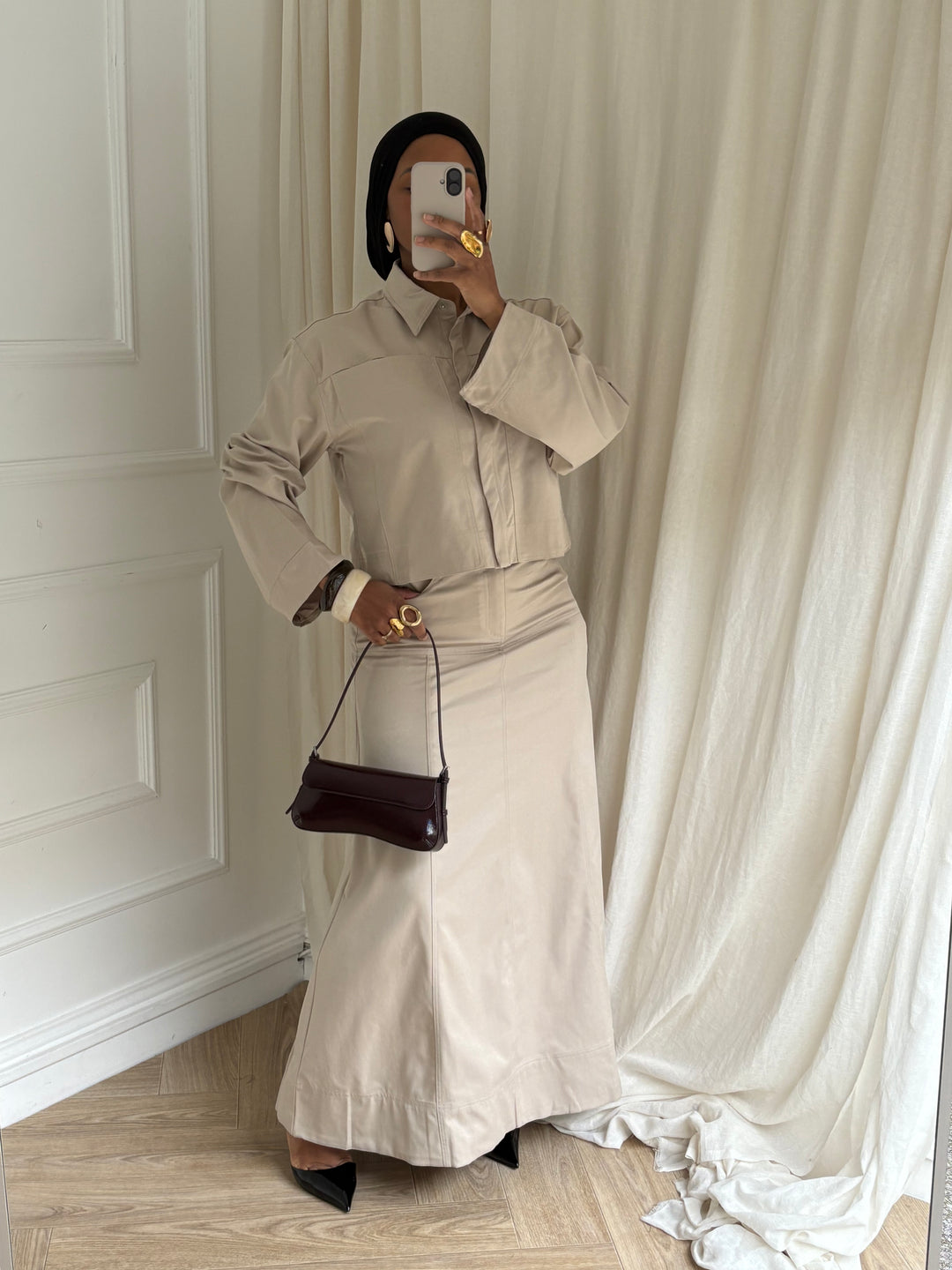 ENSEMBLE JUPE STRUCTURÉ BEIGE