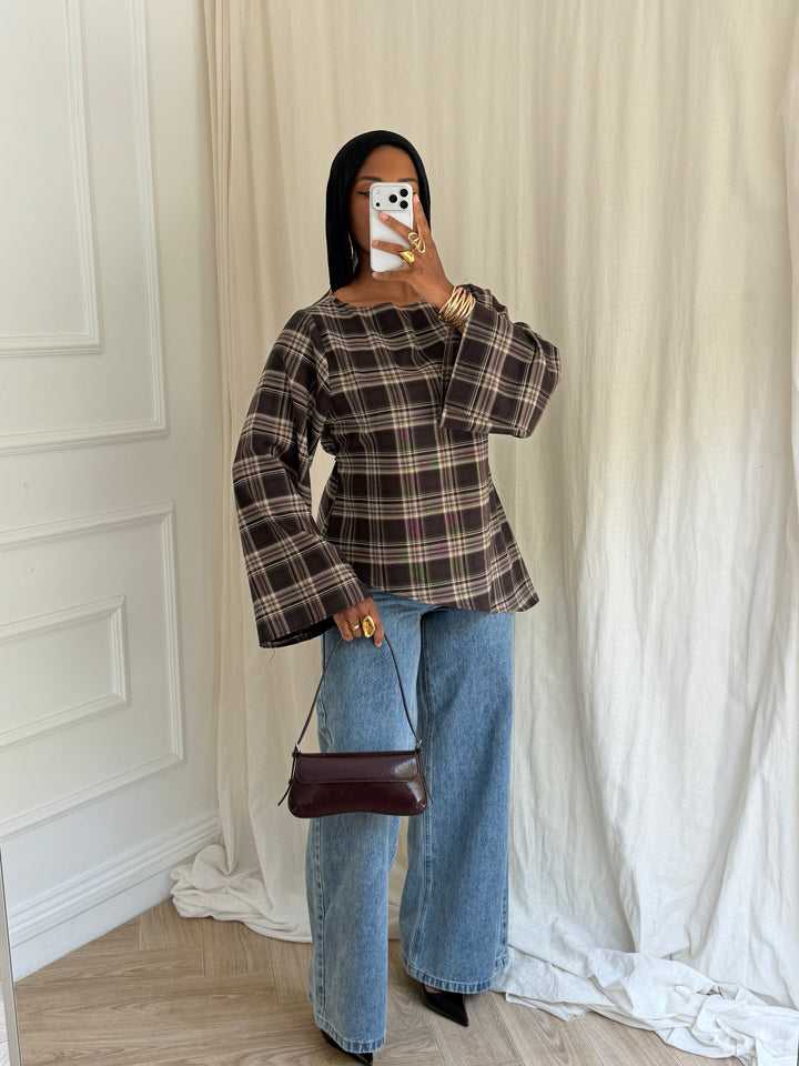 BLOUSE À RAYURES MARRON