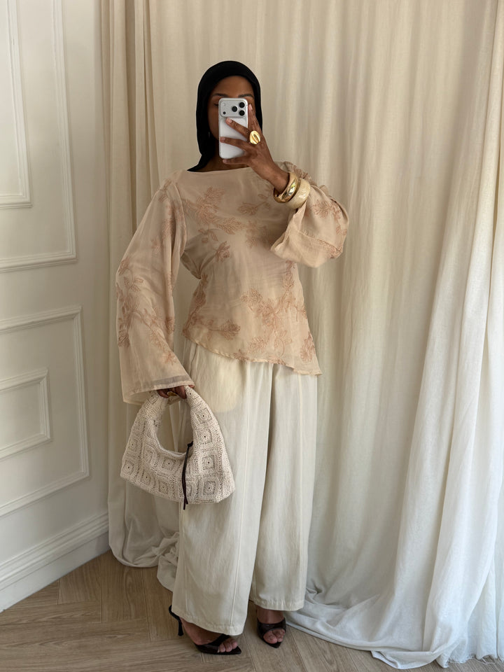BLOUSE BRODERIE BEIGE