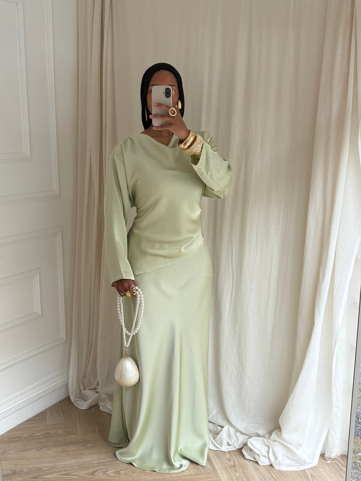 SET JUPE SATIN MENTHE