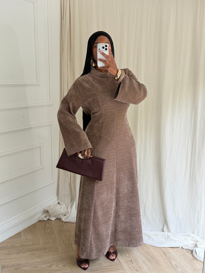 ROBE STYLE VELOURS TAUPE