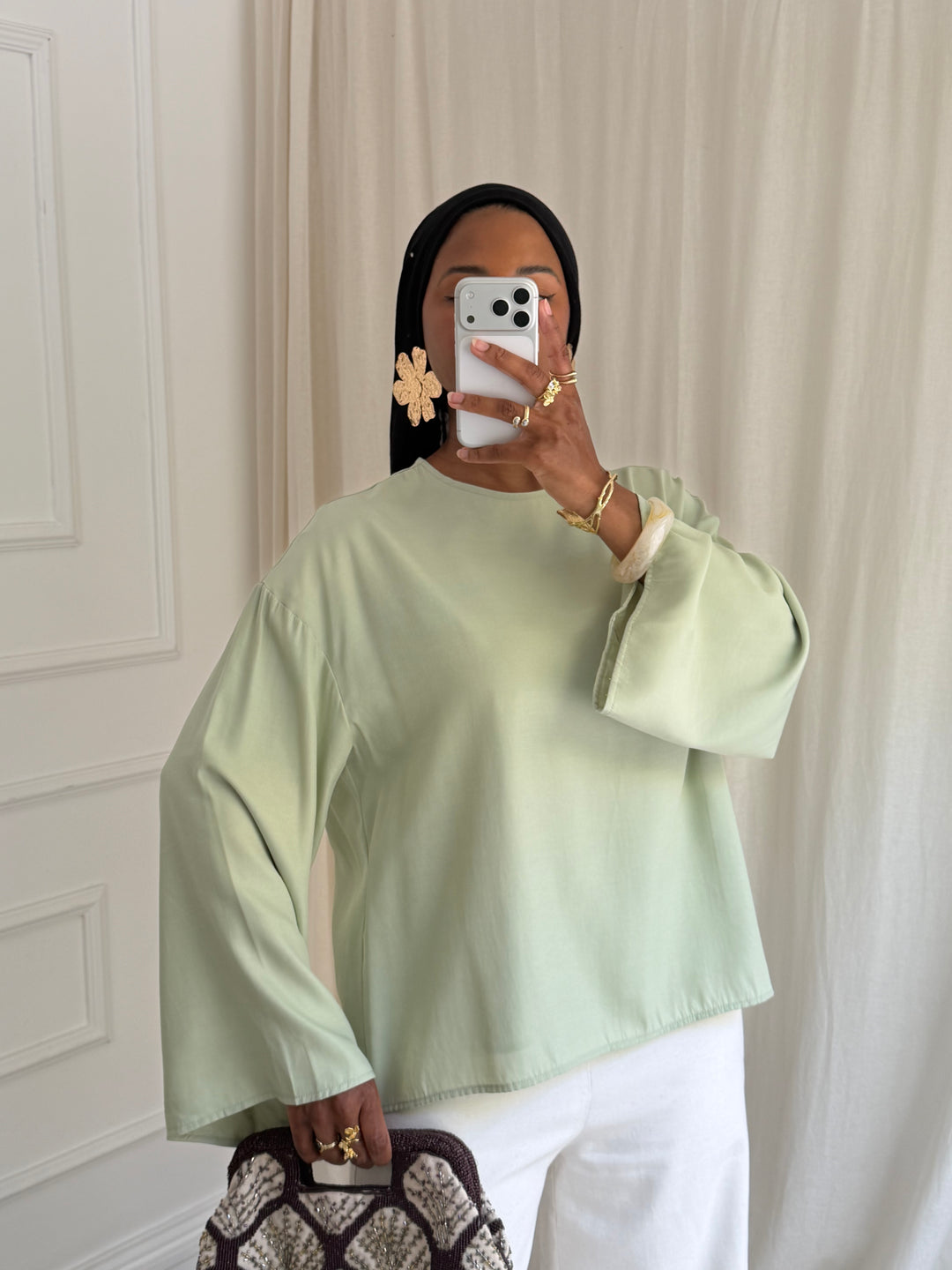 BLOUSE BASIC SATIN VERT