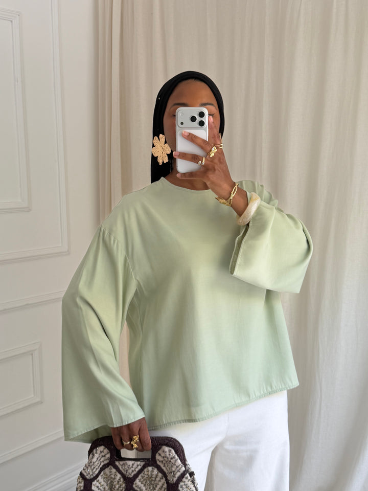 BLOUSE BASIC SATIN VERT