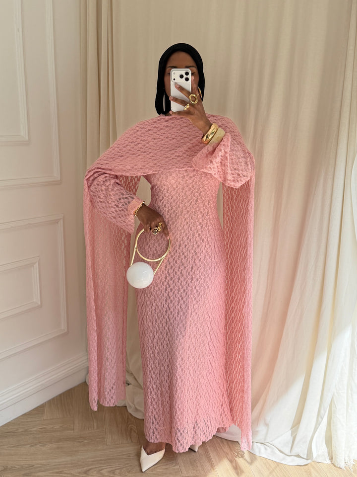 ROBE EN DENTELLE CORAIL