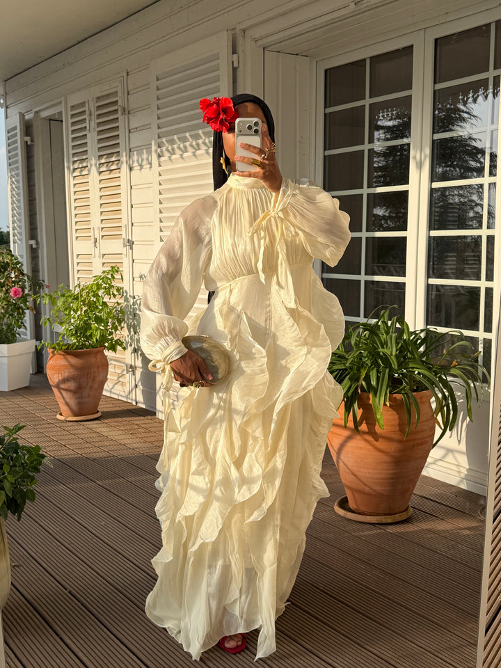 ROBE VOLANTS SIGNATURE CRÈME