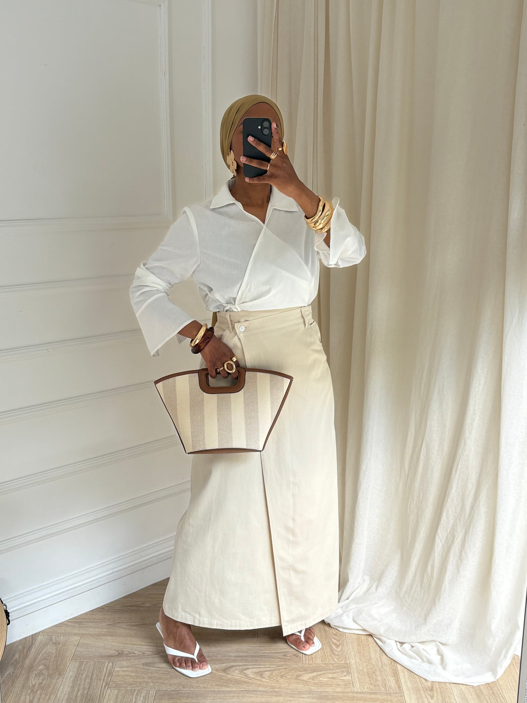 JUPE DENIM CHIC BEIGE