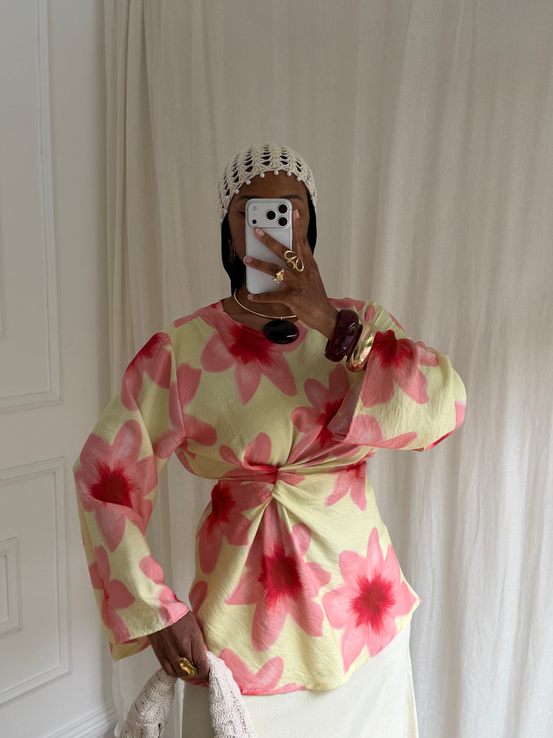 BLOUSE IMPRIMÉ SUMMER JAUNE ET ROSE