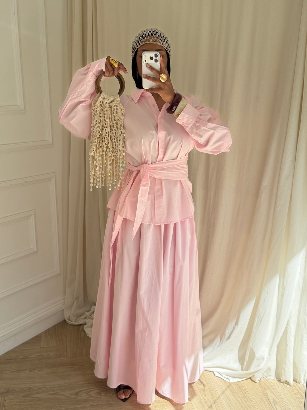 ENSEMBLE JUPE MAIRAH BLANC ROSE