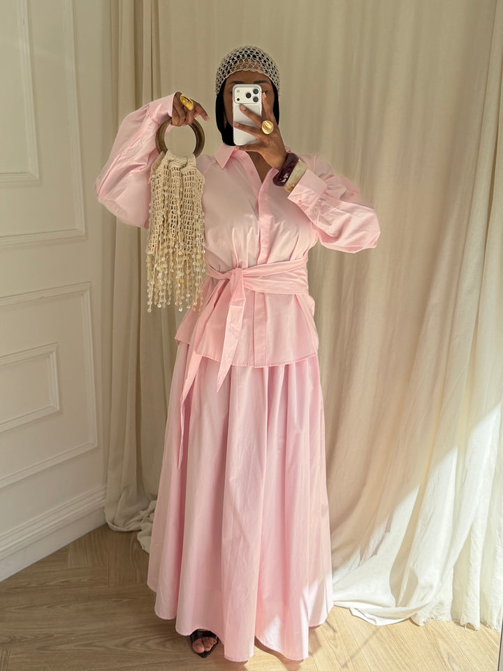 ENSEMBLE JUPE MAIRAH BLANC ROSE