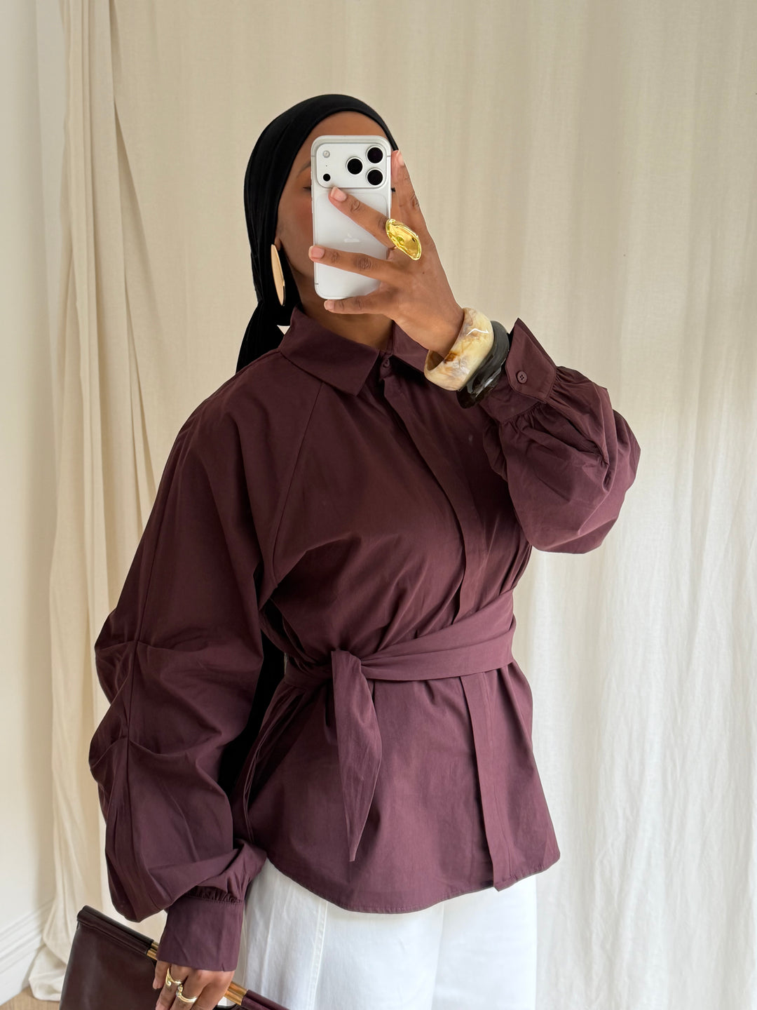 CHEMISE MANCHES BOUFFANTES  BORDEAUX