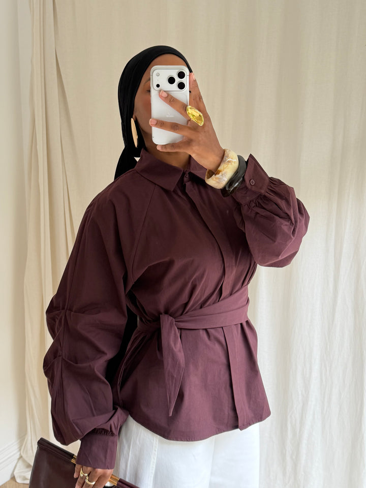 CHEMISE MANCHES BOUFFANTES  BORDEAUX