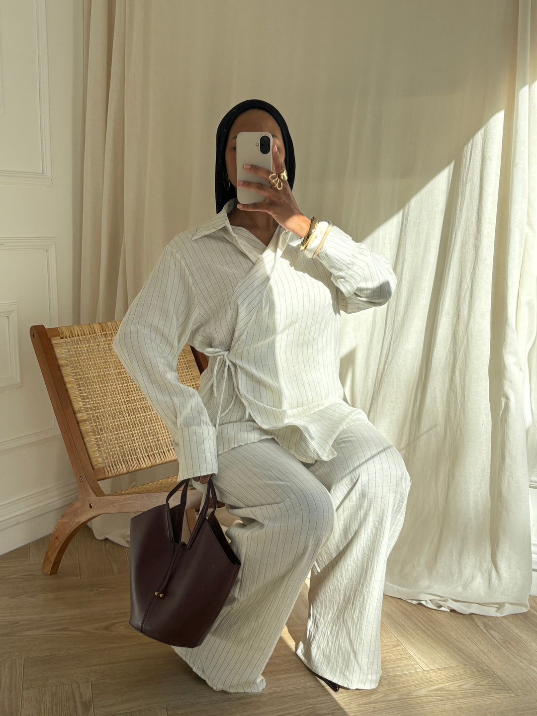 ENSEMBLE À RAYURES BLANC