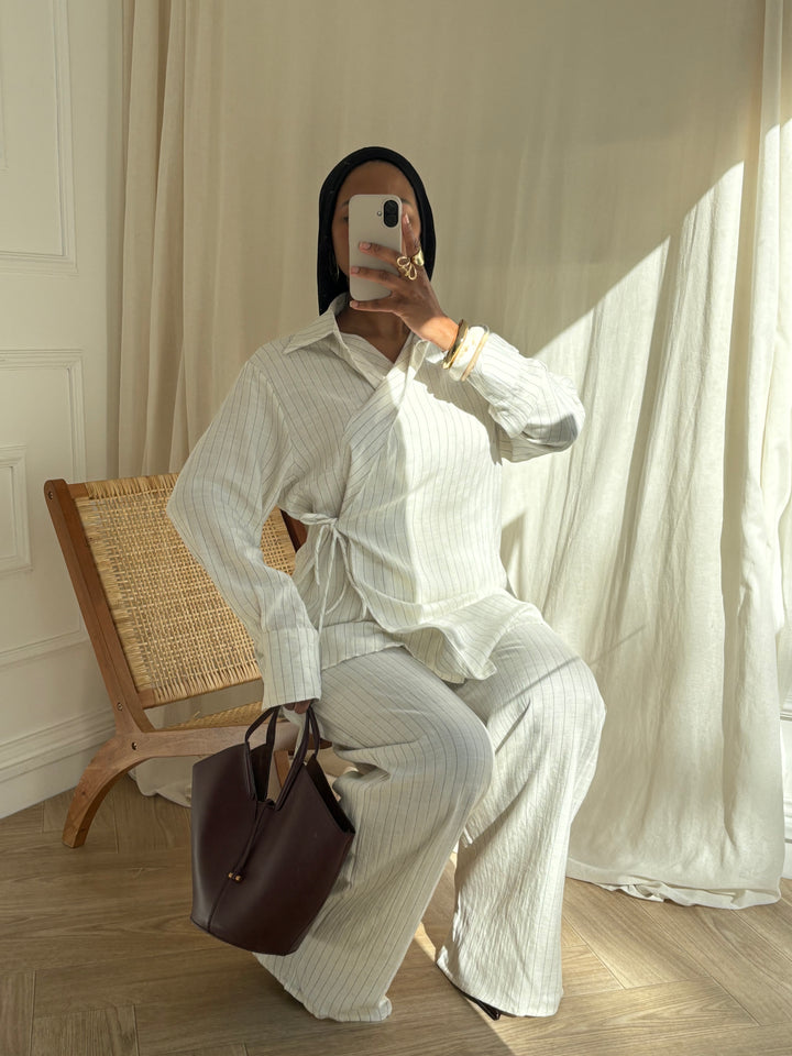 ENSEMBLE À RAYURES BLANC