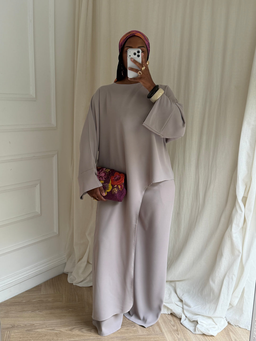 ENSEMBLE TUNIQUE ASYMÉTRIQUE TAUPE