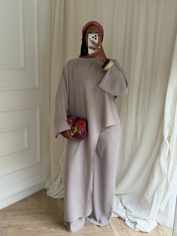 ENSEMBLE TUNIQUE ASYMÉTRIQUE TAUPE