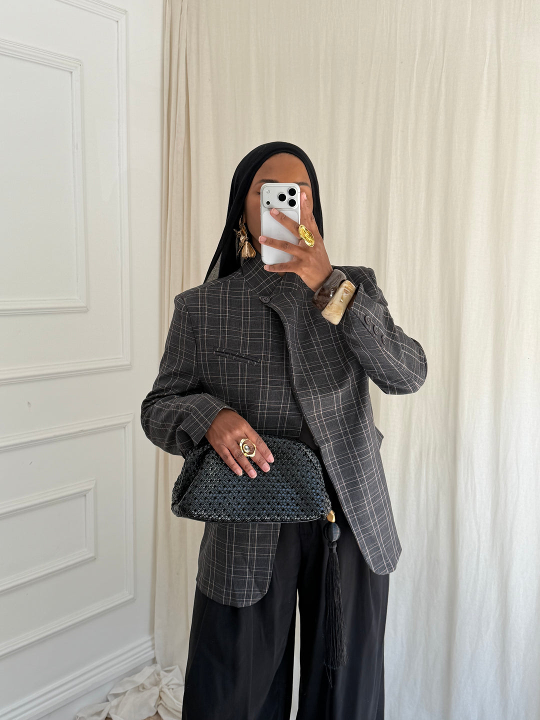 BLAZER CARREAUX GRIS