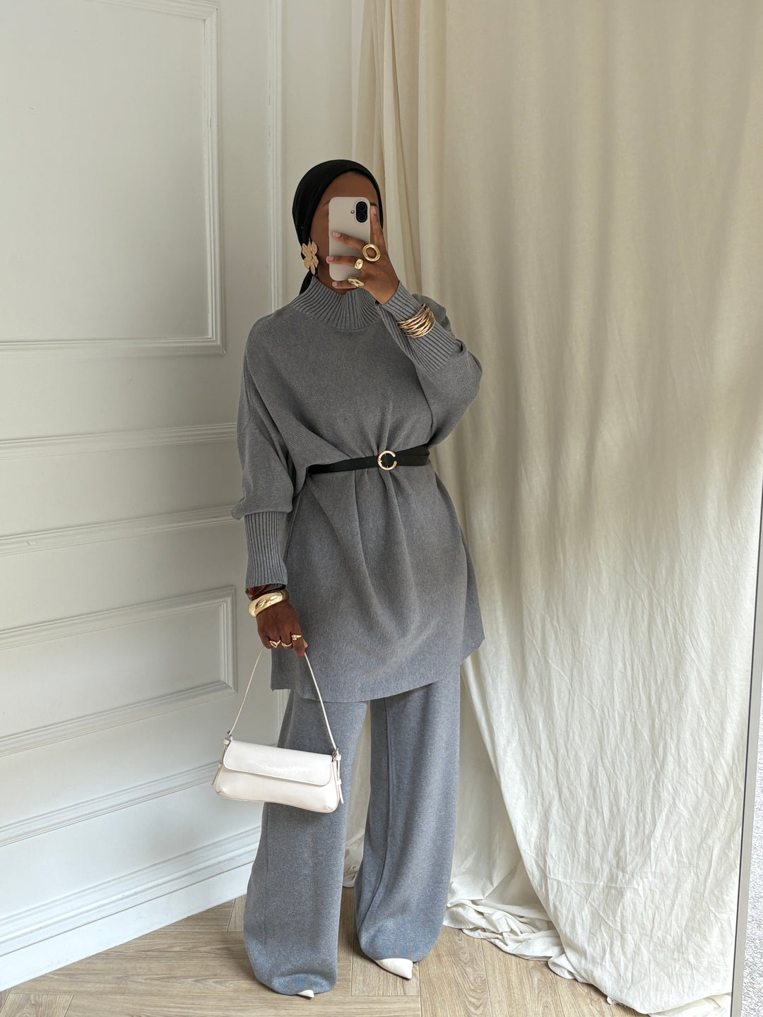 ENSEMBLE PULL CINTRÉ GRIS