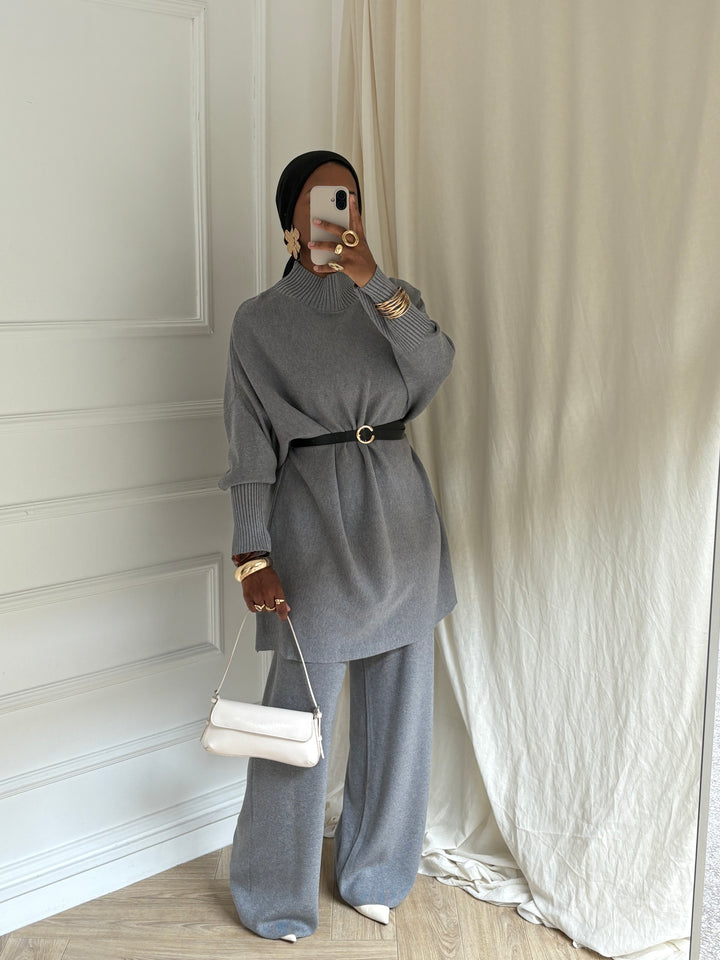 ENSEMBLE PULL CINTRÉ GRIS