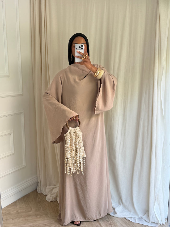 ROBE MANCHES ÉVASÉES TAUPE