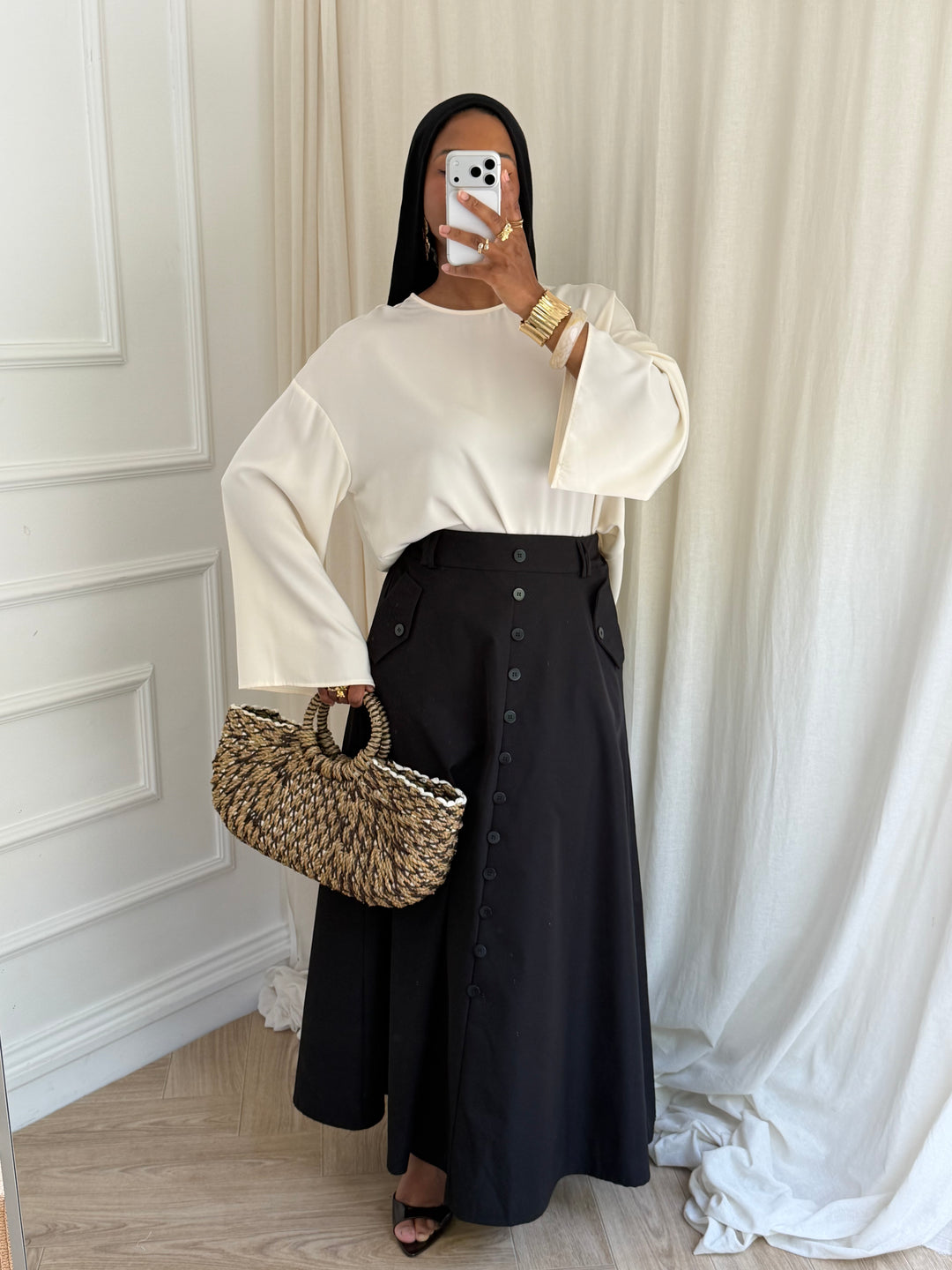 JUPE ÉVASÉE SYBELLA NOIR