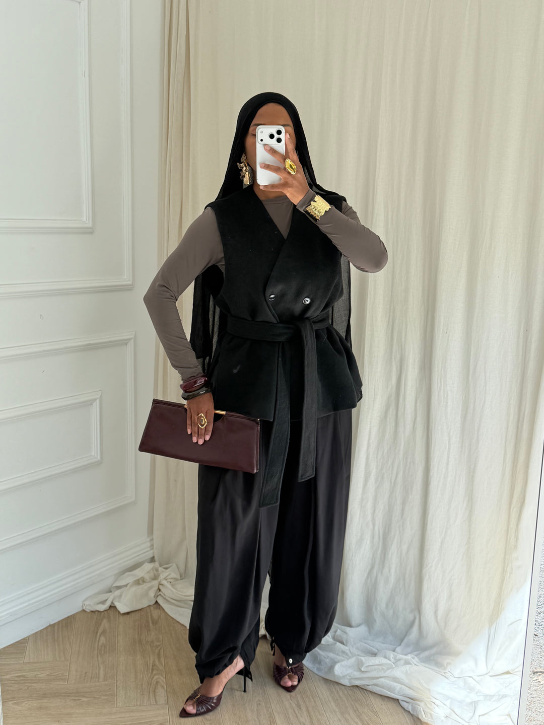 BLAZER PREMIUM SANS MANCHES LAINE NOIR