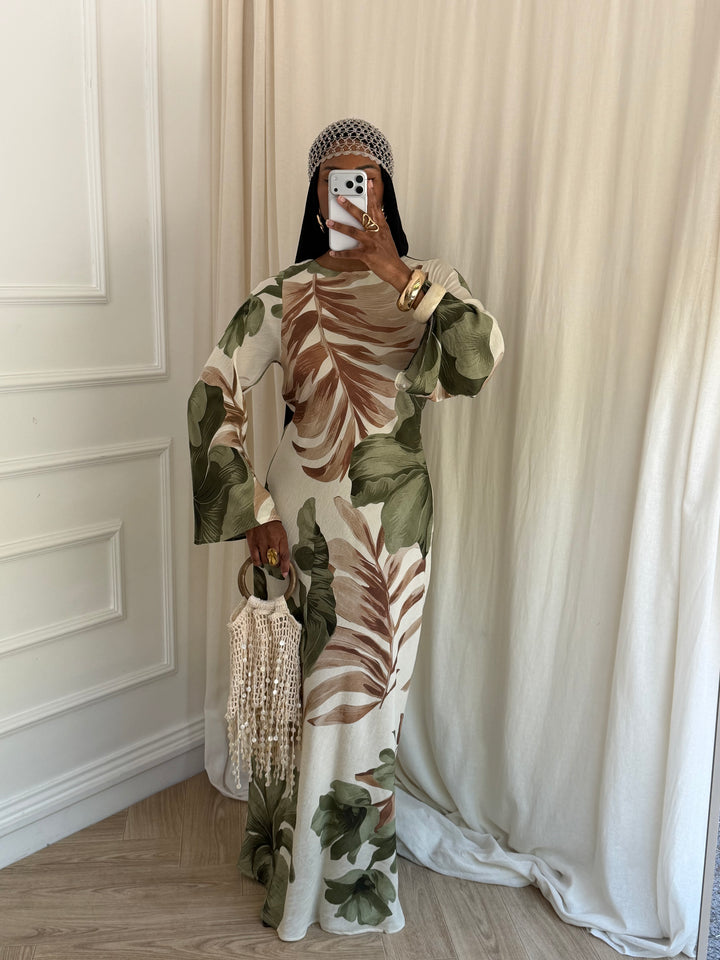 MAXI ROBE IMPRIMÉ SUMMER KAKI