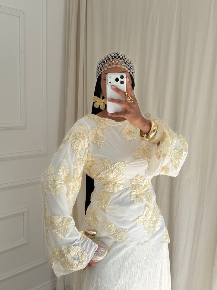 BLOUSE YASMEEN BLANCHE et OR