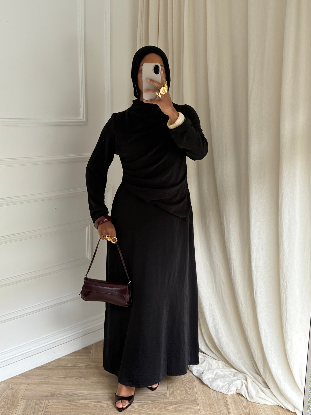 MAXI DRESS DRAPÉE PREMIUM NOIRE