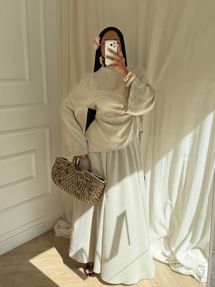ENSEMBLE JUPE BRODERIE AVOCAT