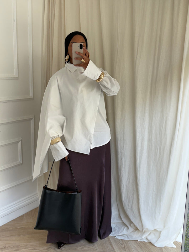 BLOUSE À CAPE BLANCHE