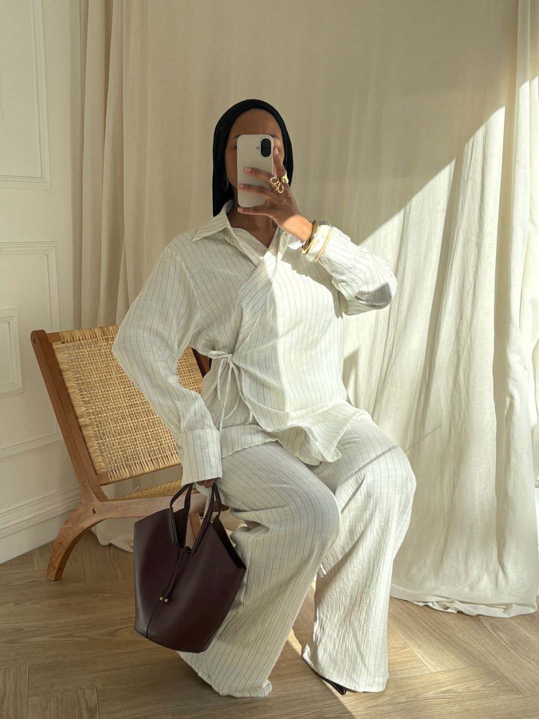ENSEMBLE À RAYURES BLANC