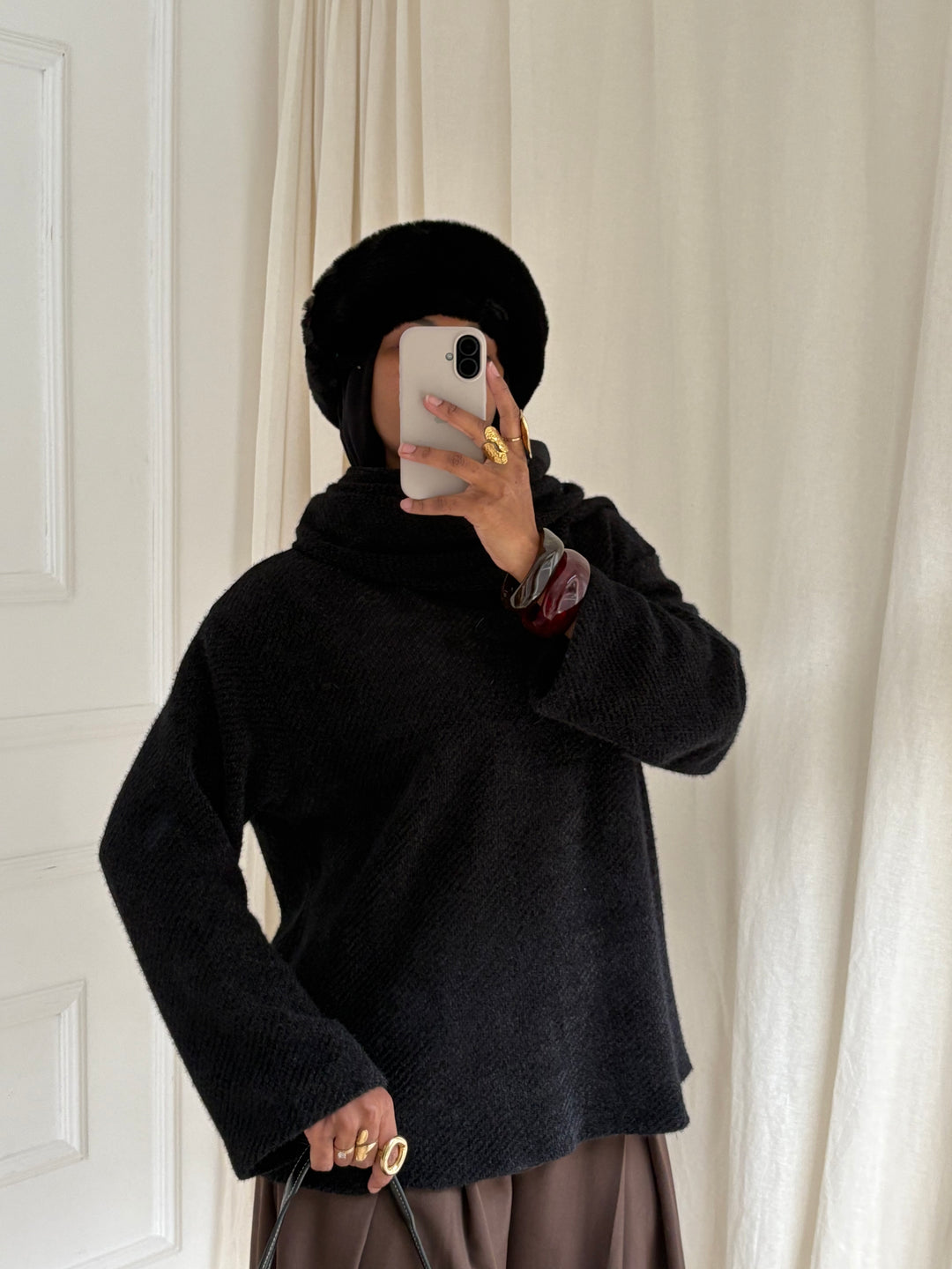 PULL GROS COL NOIR