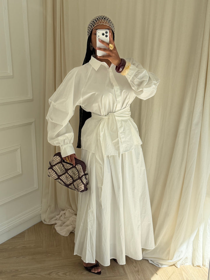 ENSEMBLE JUPE MAIRAH BLANC