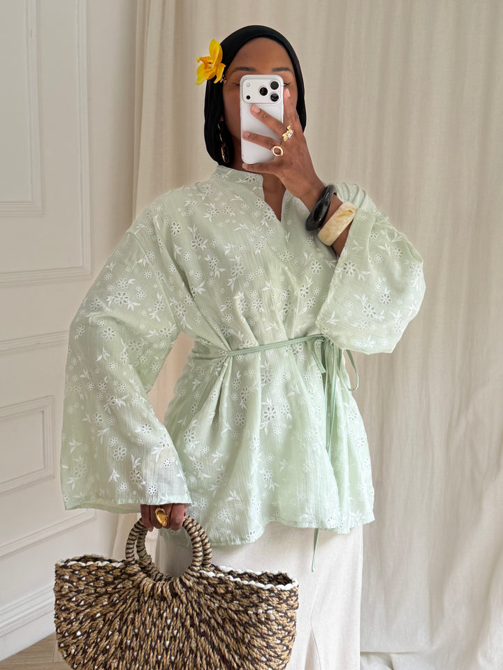 BLOUSE IMPRIMÉ VERT D’EAU