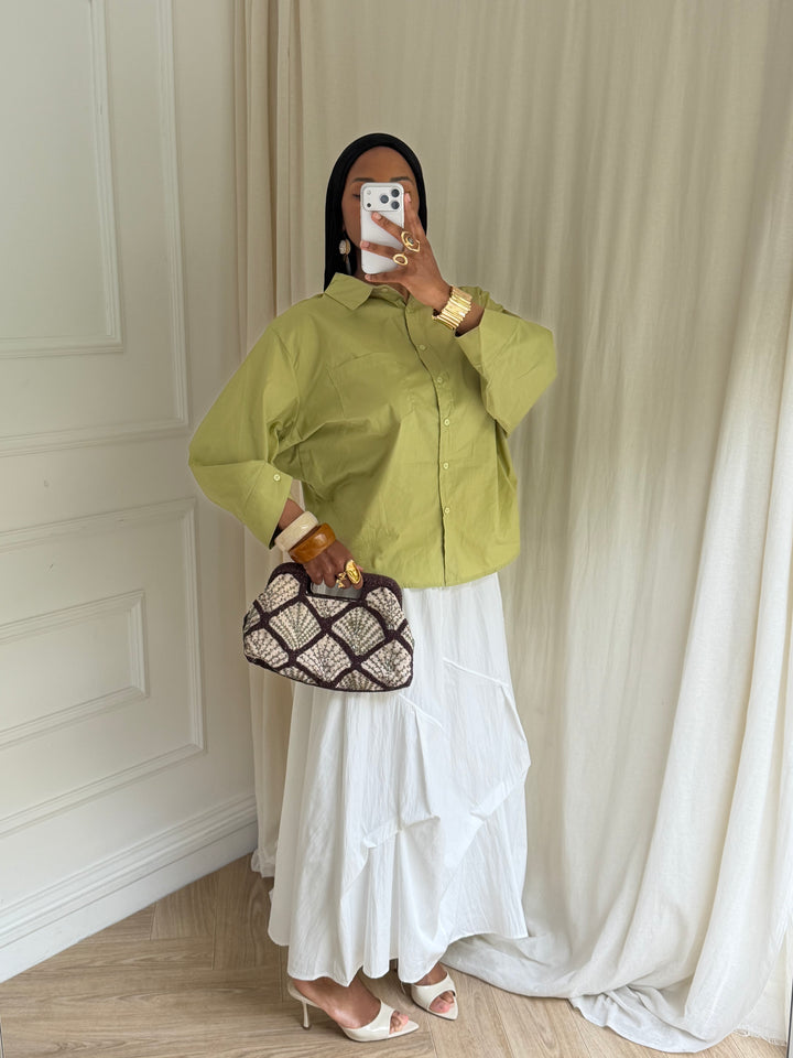 BLOUSE OVERSIZE COTON OLIVE
