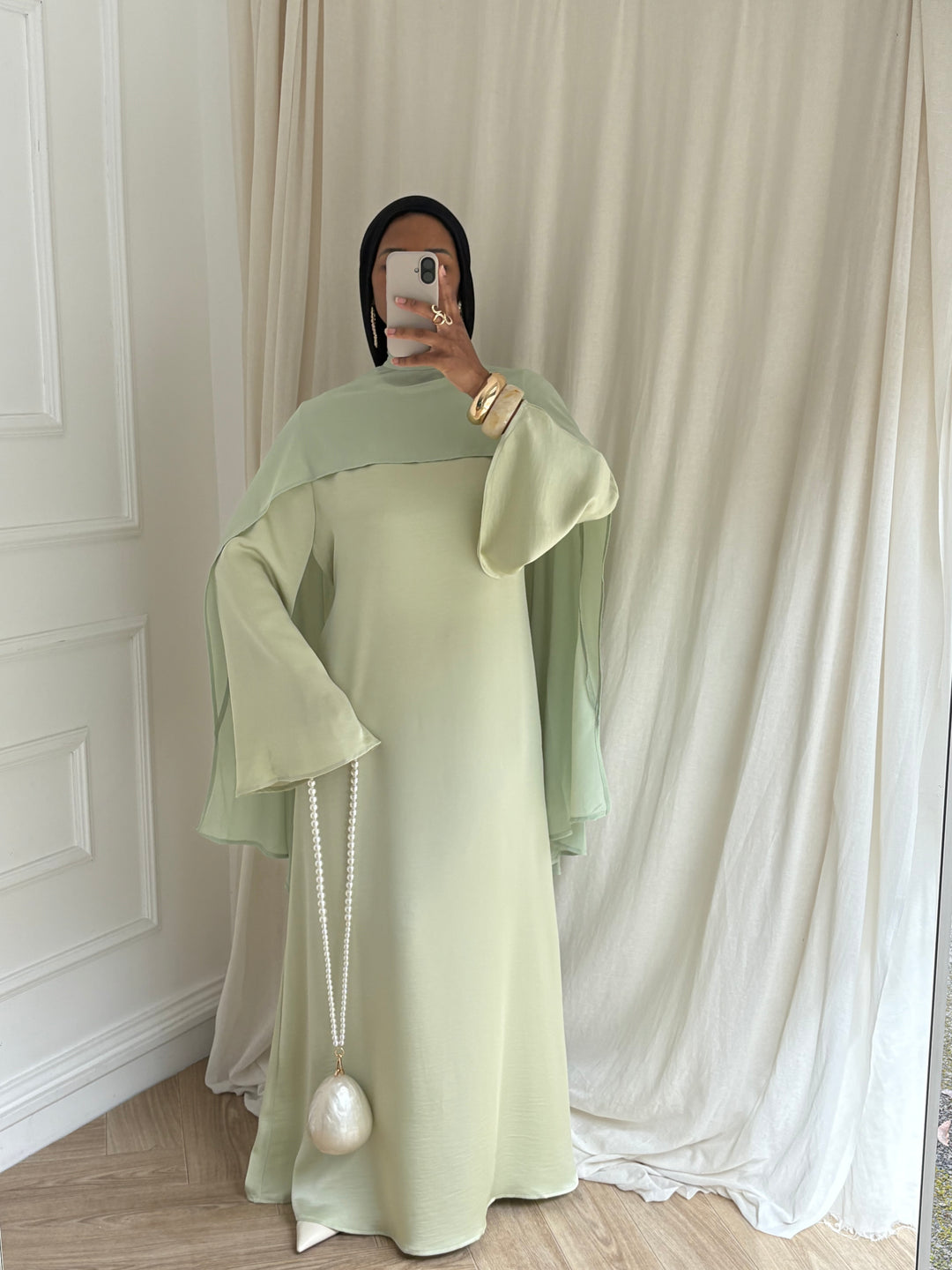 ROBE LUXE CAPE AMOVIBLE VERT D&