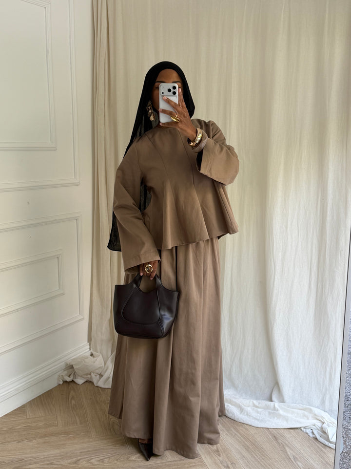 ENSEMBLE JUPE COTON TAUPE