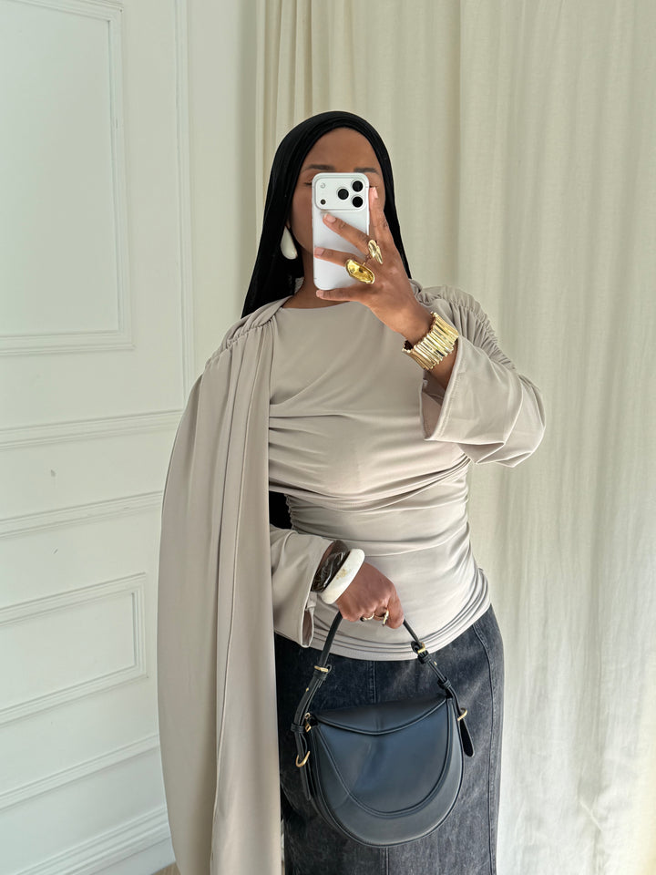 Blouse AVA TAUPE CLAIR