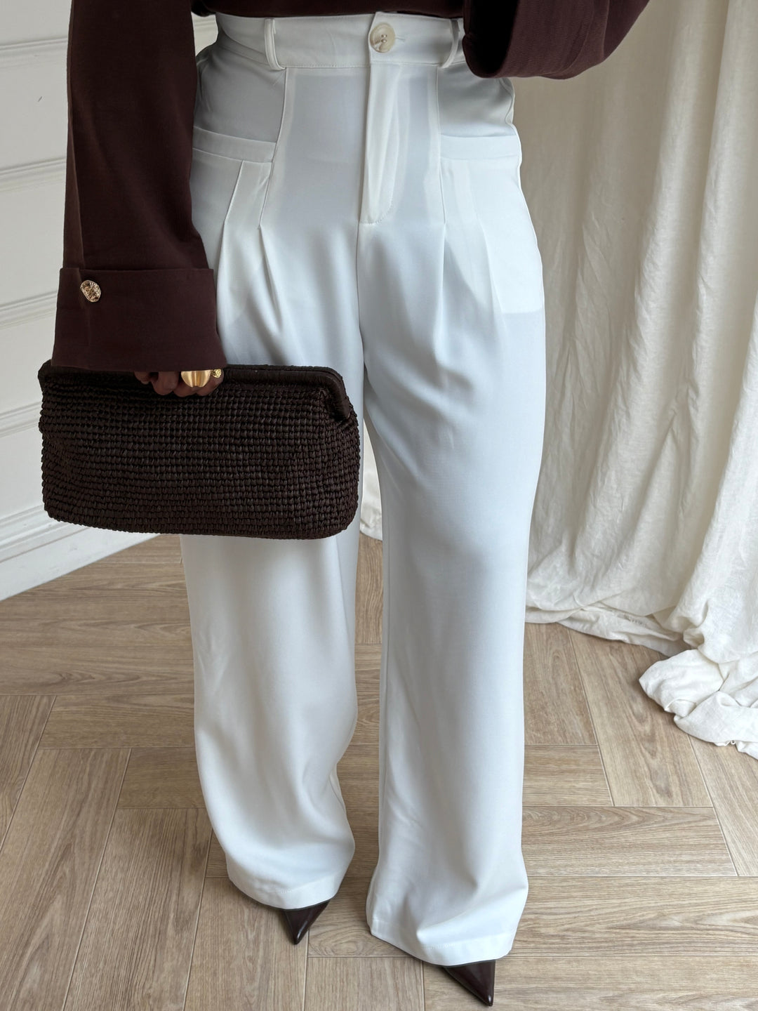 PANTALON LARGE TAILLEUR BLANC