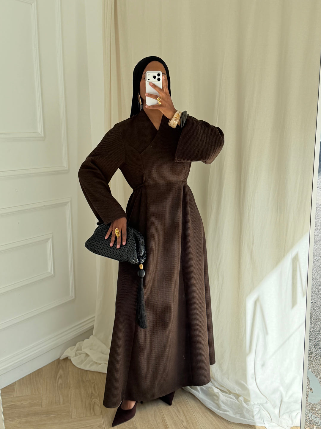 ROBE EN MAILLE MARRON