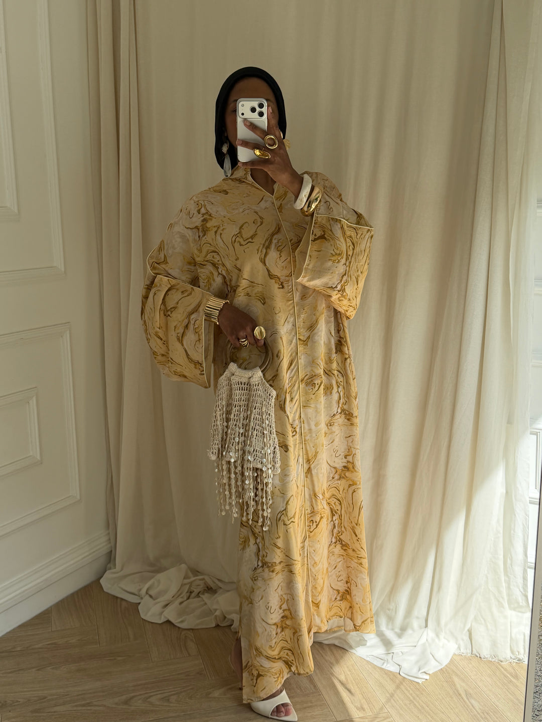 ROBE IMPRIMÉ À FENTE JAUNE