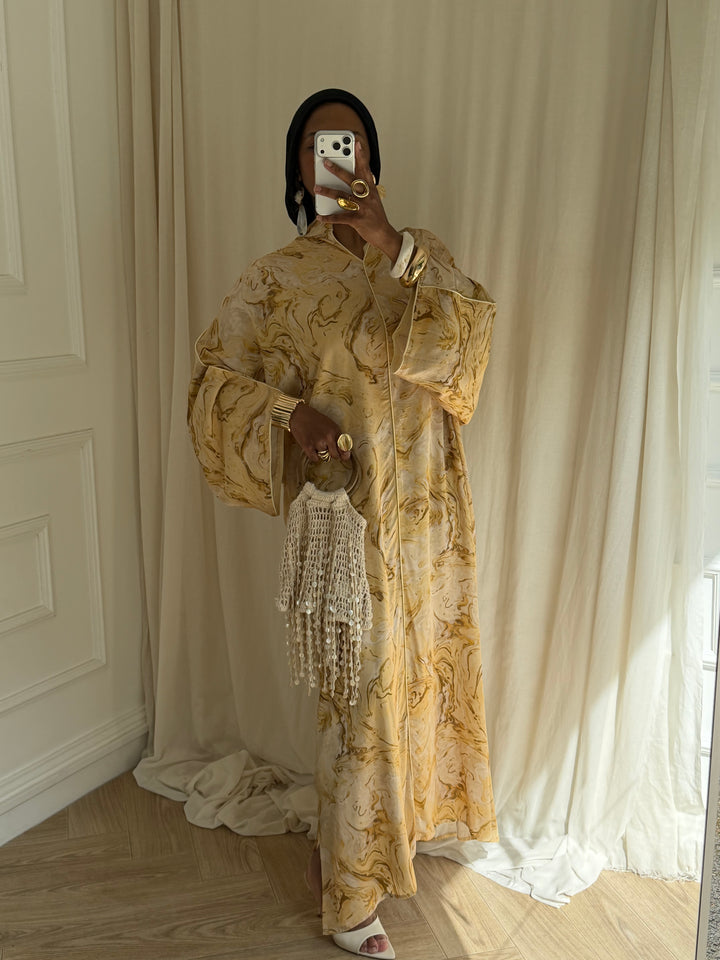 ROBE IMPRIMÉ À FENTE JAUNE