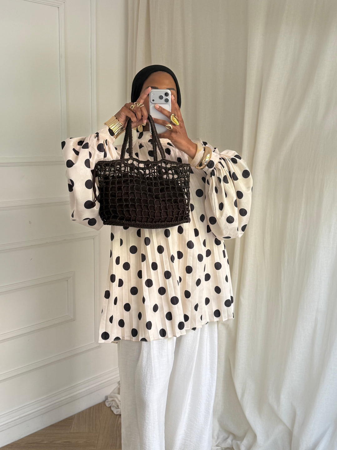 BLOUSE PLISSÉE PEAS BLANC CASSÉ