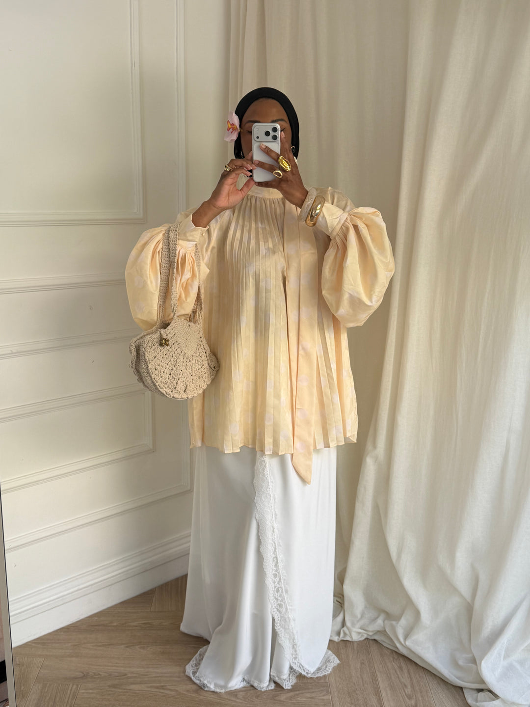 BLOUSE PLISSÉE PEAS JAUNE