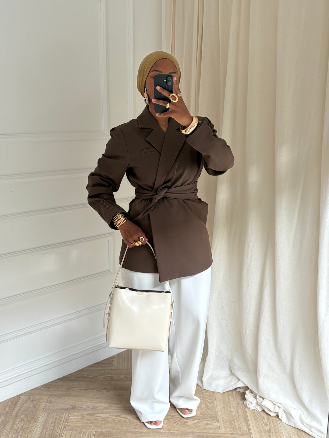 BLAZER PREMIUM CEINTURE MARRON