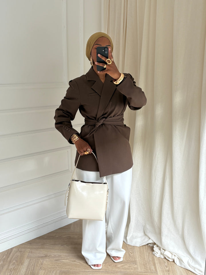 BLAZER PREMIUM CEINTURE MARRON